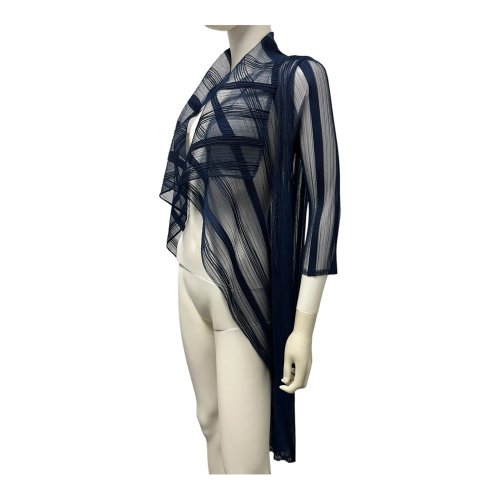 VEECA Structural Modernist Cocktail Navy Blue Women's Wrapper Top Jacket S/M - Picture 3 of 6